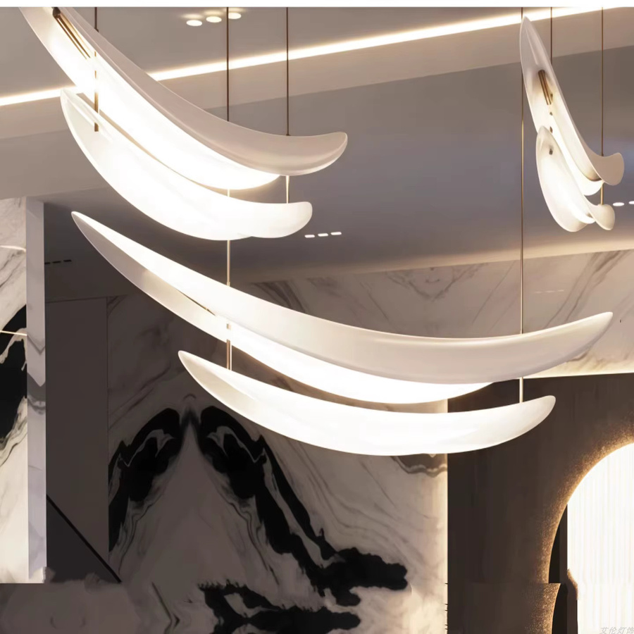 JIANKEXING Pendelleuchte im Segelboot-Design mit Streifenmuster in Weiß und Gold/Messing für Wohnraum, Restaurant oder Bar - Bild 5