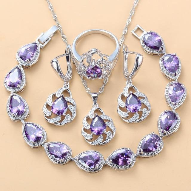 YIRAN Schmuck-Set, Saphir, Zirkonia, Diamant, Damen - Bild 1