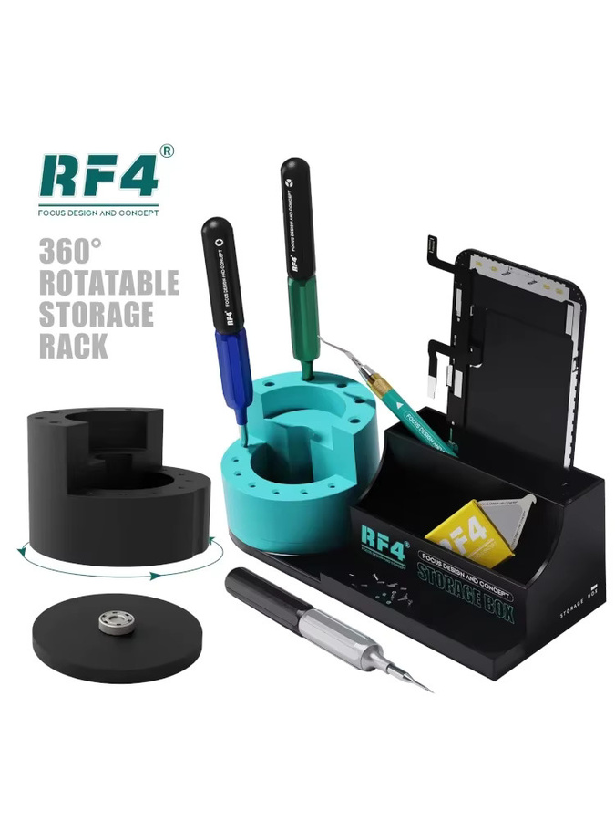 DIYPHONE 360 Grad drehbare Aufbewahrungsbox mit mehreren Löchern als Schraubendreher-Aufbewahrungshalter für Handy, Tablet und Reparaturteile - Bild 5