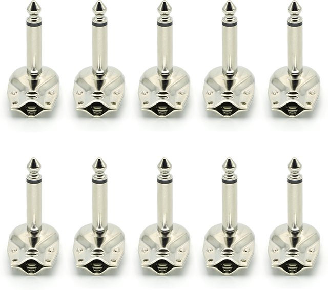 JCD Mono-Lautsprecherwinkelstecker 6,35mm Jack Pancake-Verbinder in Silber - Bild 1
