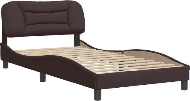 vidaXL Bettgestell Hvar Dunkelbraun mit Stoffbezug B/T: 100 x 200 cm - Bild 1