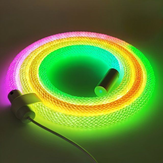 SerRickDon RGBIC Neon-LED-Streifenlicht 360 Grad rund, Smart Bluetooth USB 5V Silizium Neonlicht Seil zur Raumdekoration - Bild 1