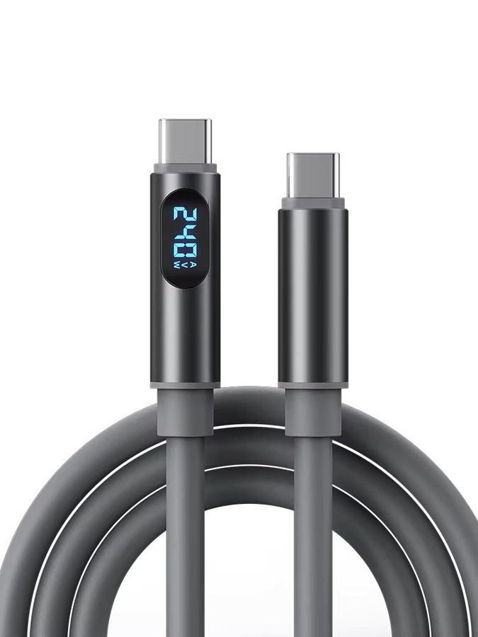 NNBILI USB-C auf USB-C Silikon Ladekabel 240W PD3.1 48V 5A Super Fast Charging Cable in Grau - Bild 4