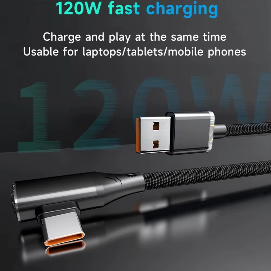 NNBILI USB Typ-C-Kabel 120W mit 180 Grad Winkel für schnelles Laden und Datenübertragung, USB-C auf USB-C Kabel für Huawei und Samsung - Bild 2