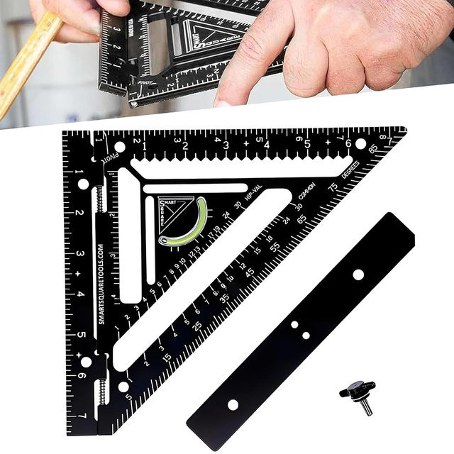 Smart-Squares Verstellbares Dachsparrengestell aus Aluminiumlegierung mit Wasserwaage in Rot-Schwarz für präzise Markierungen und Layouts - Bild 1
