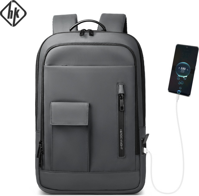 HK Business-Rucksack für Herren, wasserdichter Laptop-Rucksack für 15,6 Zoll mit USB-C-Anschluss und Diebstahlsicherung, Schwarz - Bild 1