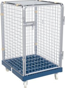 HMH rolltainer® Rollbehälter ADB 1020 KU blau, 5-seitig mit 1 Tür, Breite: 72,4 cm, Tiefe: 81,5 cm, Höhe: 10,0 cm - Bild 1