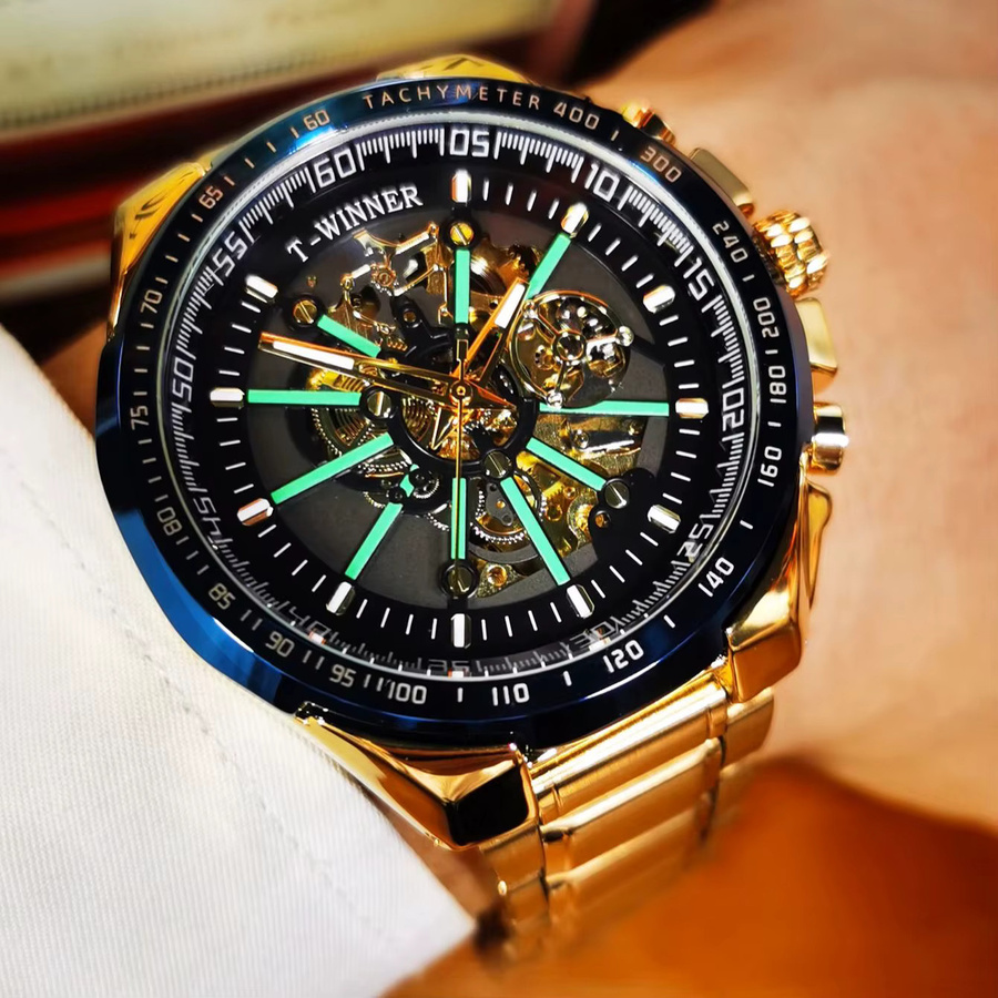 WINNER Automatik-Armbanduhr, Edelstahl, Schwarz, Herren - Bild 6