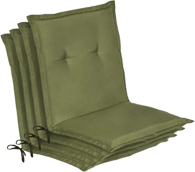 Beautissu 4er Set Niedriglehner Auflagen Loft für Gartenstühle, Farbe: Grün, B/T/H: 100 x 50 x 6 cm - Bild 1