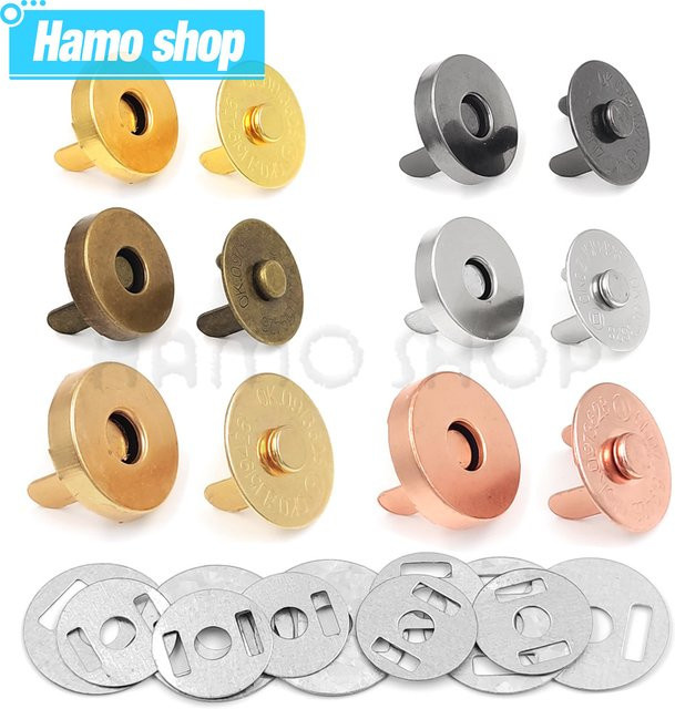 10 Stück magnetische Druckknopfverschlüsse in Schwarz für Handtaschen und Geldbörsen, Durchmesser: 14 mm und 18 mm - Bild 1