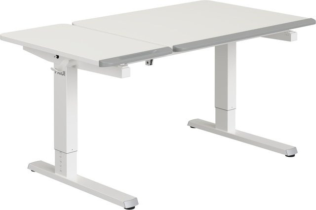 Schreibtisch Paidi Teenio 130 GT in Weiß und Grau mit höhenverstellbarer und neigbarer Tischplatte - Bild 1