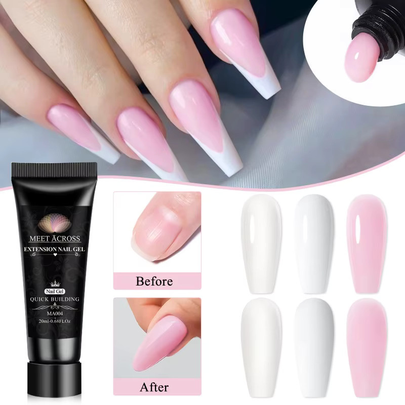 MEET ACROSS Nagelverlängerung Gel Kit, Rosa, Glänzend, 15 Stück - Bild 2
