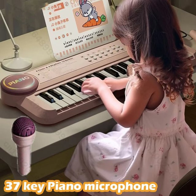 CONUSEA Kinder-Klaviertastatur, elektronisches Klavier mit Mikrofon, 37 Tasten - Bild 1