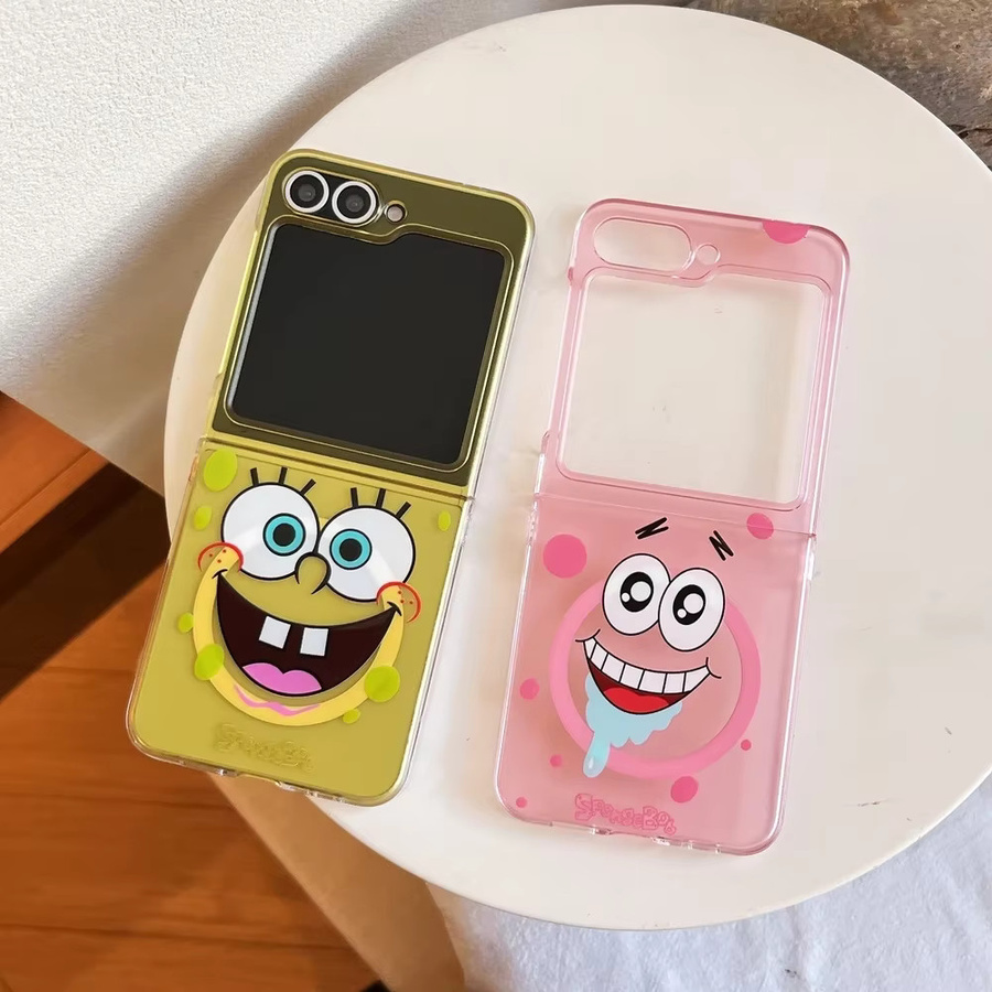 Magnetische MagSafe Wireless Charging Handyhülle für Samsung Galaxy Z Flip 7 6 5 mit SpongeBob Schwammkopf und Patrick Star Soft Cover - Bild 1