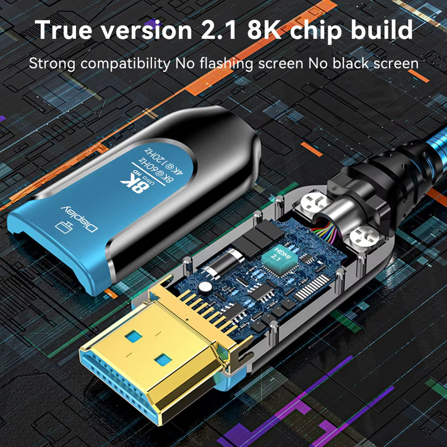 FDBOY HDMI 2.1 Glasfaserkabel in Blau mit 48Gbps für 8K und 4K@120Hz HDR sowie eARC für dein Heimkino mit TV, Projektor oder PS5 - Bild 4
