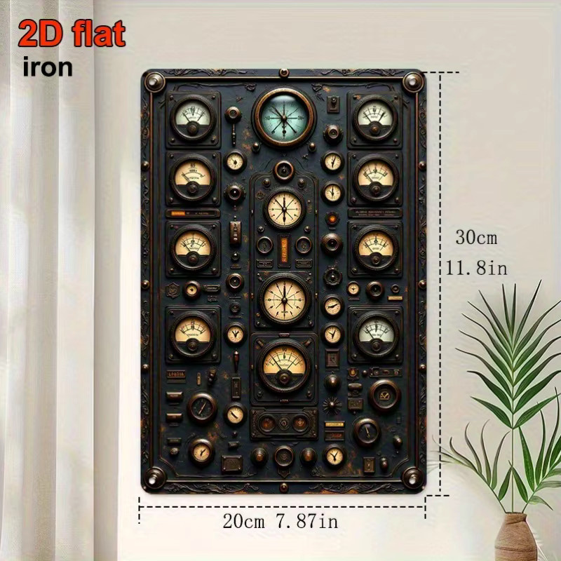 CIFBUY Retro Steampunk Metallblechschild Wanddekoration Mehrfarbig B: 20,3 cm, H: 30,5 cm - Bild 3
