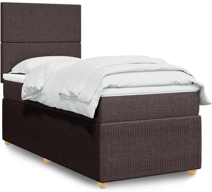 vidaxl Boxspringbett mit Matratze in Braun aus Stoff, B/T/H: 90 x 190 x 150,5 cm - Bild 1