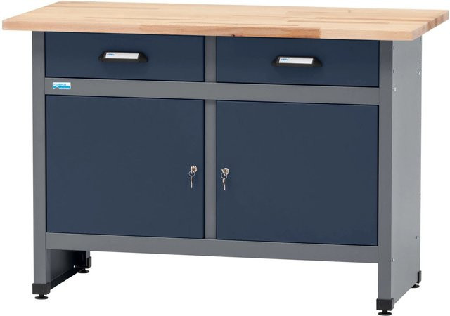 Küpper Werkbank-Set mit Lochwand in Dunkelblau, Breite: 180 cm, Höhe: 91 cm, Tiefe: 45 cm - Bild 1