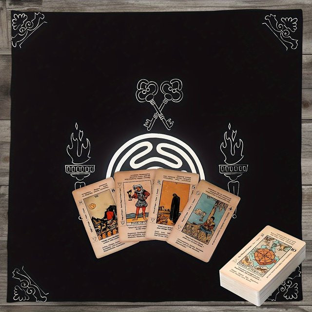 VIKAMA Göttin Tarot Tischdecke Schwarz als Altarmatte für Rituale und Dekoration - Bild 1