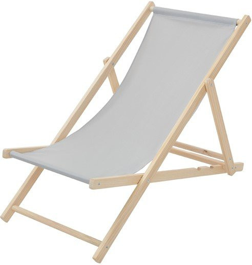 ECD Germany Liegestuhl klappbar aus Holz in Hellgrau mit Polyester Oxford-Gewebe - Bild 1