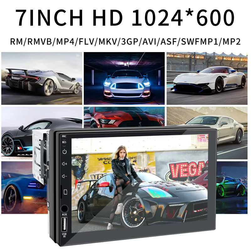 HIPPCRON 7-Zoll Touchscreen 1 DIN Auto-MP5-Player in Schwarz mit kabelloser Verbindung, AUX, USB und MirrorLink-Unterstützung sowie Fernbedienung - Bild 4