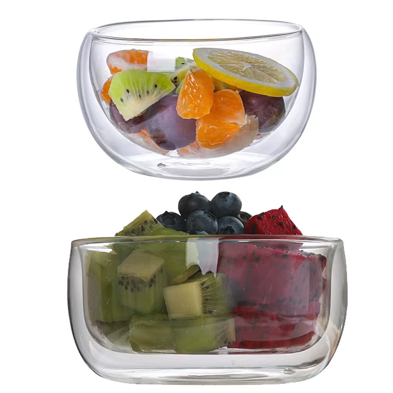 YWDL Doppelwandige Glasschüssel aus Glas, transparent, für Salat, Suppe oder Müsli, 500 ml - Bild 7