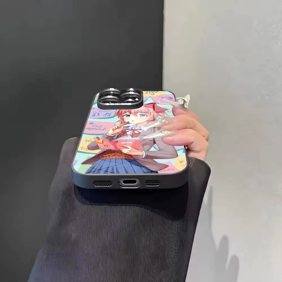 DDLC Doki Literature Club Handyhülle aus Glas in Schwarz für iPhone und Galaxy Modelle - Bild 3