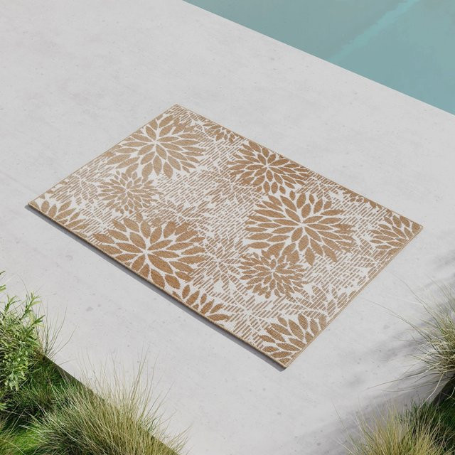 Bessagi Garden Outdoorteppich Noura in Beige/Weiß mit floralem Muster, B/T: 160 x 230 cm - Bild 1