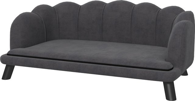 PawHut Luxus-Hundesofa mit Rückenlehne und Holzbeinen in Dunkelgrau, B/T/H: 98,5 x 60,5 x 35,5 cm, von Aosom - Bild 1