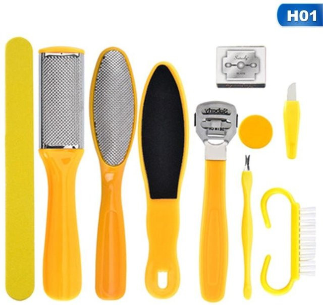 Pediküre Kit Fußpflege Tool Set, 10 Teile, Gelb - Bild 1