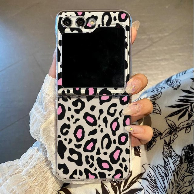 Transparente Handyhülle mit Leopardenmuster für Samsung Galaxy Z Flip 7 6 5 4 3 5G Hartschale - Bild 1