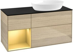 V&B Waschtischunterschrank Finion in Blau lackiert mit Eichenregal, Breite: 120 cm, Tiefe: 50,1 cm, Höhe: 50,1 cm - Bild 1