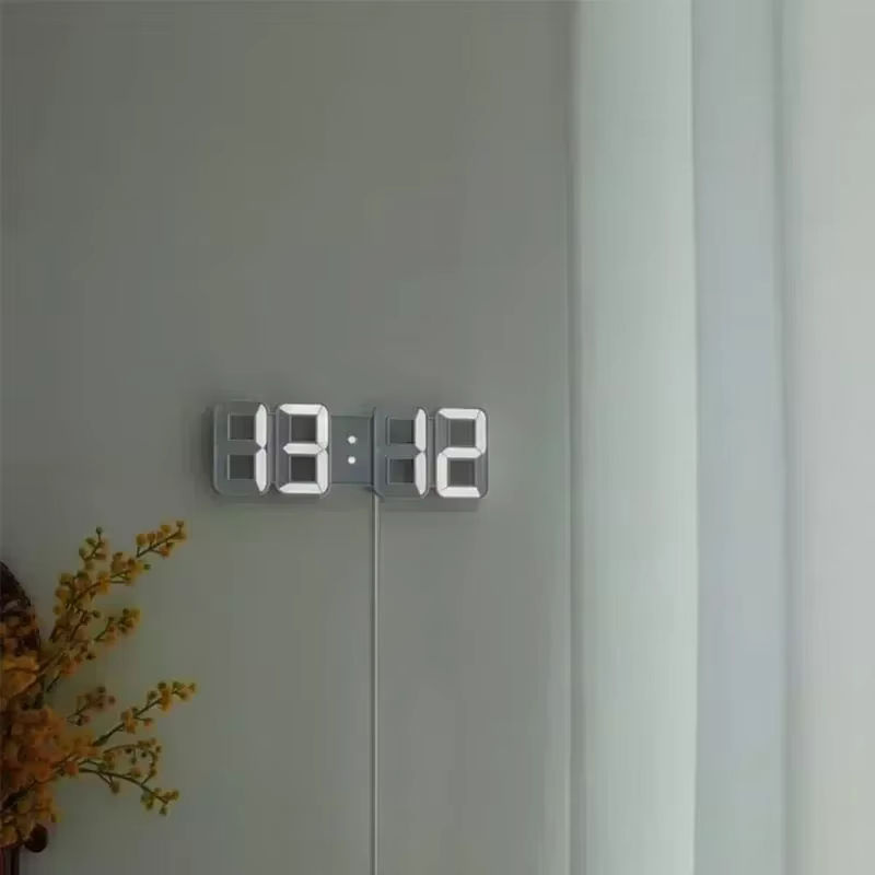 Moderne digitale LED Wanduhr und Tischuhr in Weiß mit Alarmfunktion und Beleuchtung, rechteckig aus Kunststoff, B/H/T: 12,5 x 5,5 x 5,5 cm - Bild 3