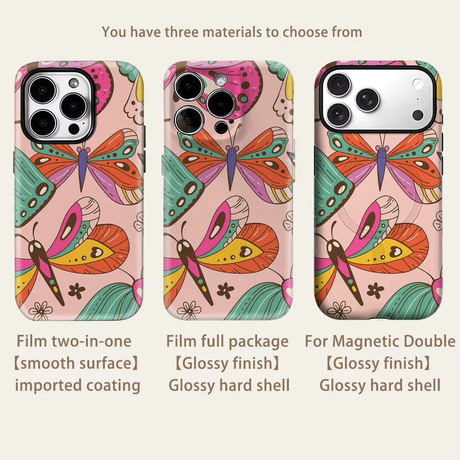 Robuste Pastell-Schmetterlinge Handyhülle mit Magnetfunktion für iPhone 17 16 15 14 13 Pro Max Plus von Potdemiel in Multicolour - Bild 2