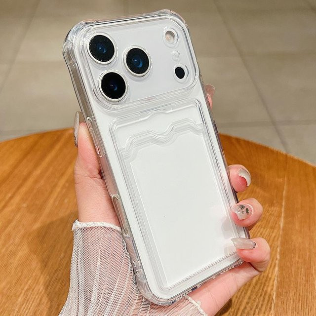 Stoßfeste Silikon Handyhülle mit Kartenfach für iPhone 17 Pro Max, 16, 15, 14, 13, 12, 11 und 17 Air von Tuiying002 in Transparent - Bild 1