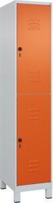 C+P Doppelstock-Spind Classic PLUS mit 1 Abteil und Füßen, Farbe Lichtgrau/Reinorange, H x B x T: 195 x 40 x 50 cm - Bild 1