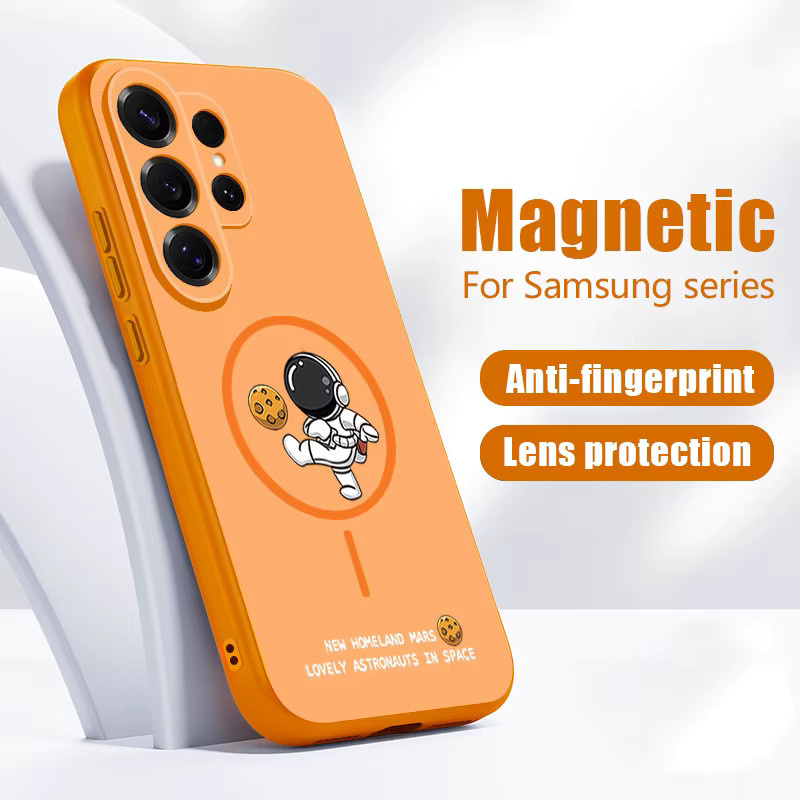 Magnetische Handyhülle mit Astronauten-Muster für Samsung Galaxy S26 S25 S24 S23 S22 Ultra Edge FE A57 A17 A56 A37 A16 A55 A36 von MOESOE in Grau - Bild 5