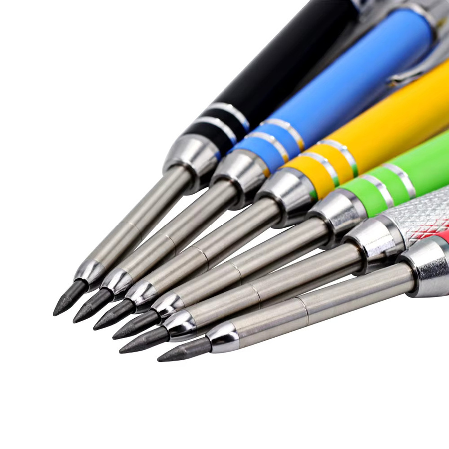 MROOFUL Professionelles Schreinerbleistift-Set aus Metall in Gelb mit 2,8 mm Graphit-Nachfüllminen und langer Nase für präzise Markierungen in der Holzbearbeitung - Bild 5