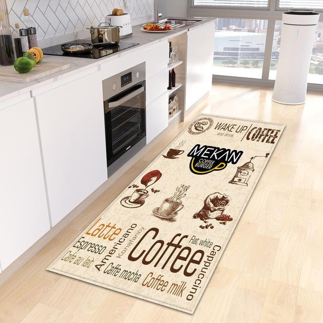 Karpetti Küchenbodenmatte Set mit Streifenmuster in Beige, rutschfest und waschbar, B/T: 50 x 80 cm und 50 x 150 cm - Bild 1