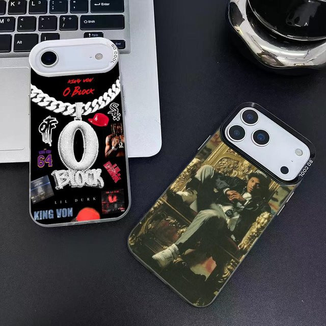 K-King Rapper Handyhülle mit Plating-Effekt für iPhone 12 bis 17 Pro Max Plus in White und Multicolour - Bild 1