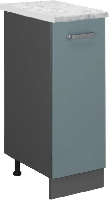 Vicco Apothekerschrank R-Line Blau-Grau/Anthrazit mit Marmor-Optik, B: 30 cm, H: 81,6 cm, T: 46 cm - Bild 1