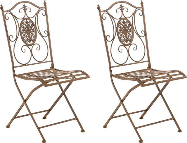 CLP 2er-Set Gartenstuhl Sibell im Landhausstil aus Metall in Braun - Bild 1