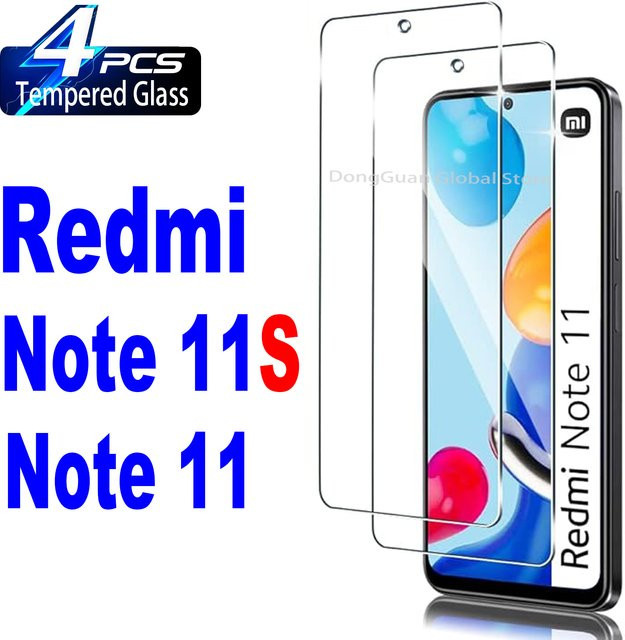 Displayschutzfolie aus 9H gehärtetem Glas für Xiaomi Redmi Note 11, Redmi Note 11 4G und Redmi Note 11S, transparent - Bild 1