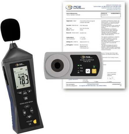 PCE Instruments Schallpegel-Messgerät PCE-322-SC43-ICA in Schwarz, kalibriert nach ISO, Datenlogger mit USB und Klinkenbuchse, Messbereich 30 - 130 dB, Frequenzbereich 31.5Hz - 8kHz - Bild 1