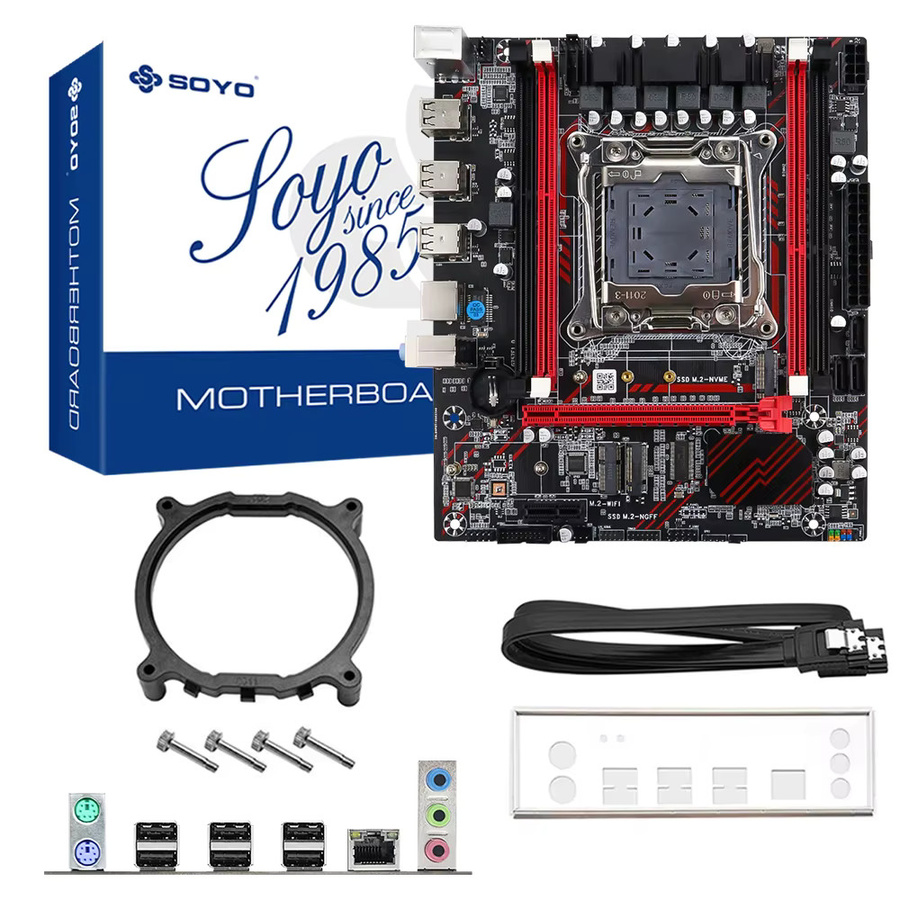SOYO X99 DDR3 Motherboard Set mit Intel Xeon E5 2673 V3 CPU und 8GB RAM Kit, LGA2011-3, NVMe M.2, Schwarz - Bild 2