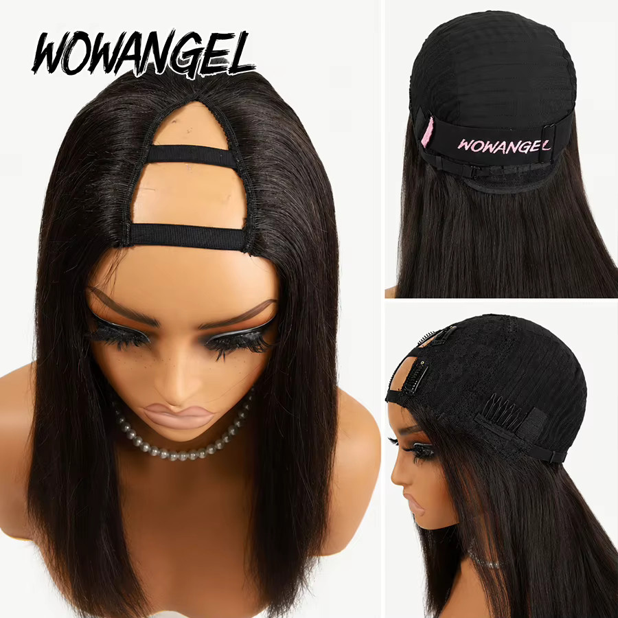 WOWANGEL V-Part Perücke, Echthaar, Clip-in U-Part, Schwarz, gerade - Bild 6