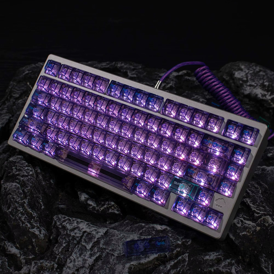 Mintcaps Tastenkappen in Lila Transparent, Cherry-Profil aus PC mit UV-Pad-Druck für mechanische Tastaturen (MX-kompatibel) - Bild 2