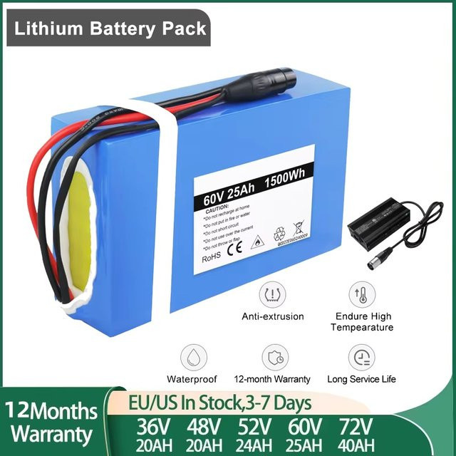 UNITPACKPOWER Lithium-Ionen Akku-Pack für E-Scooter und E-Bikes mit 48V 20Ah, passend für 250W-3000W Elektroroller und E-Trikes - Bild 1