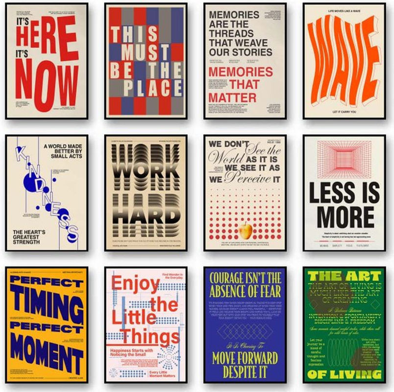 Minimalistisches Typografie-Kunstposter von Potdemiel als abstraktes Leinwandgemälde in Mehrfarbig, Hochformat und Rechteckig zur Wandmontage - Bild 1