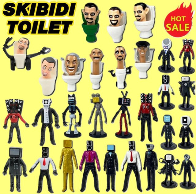 Bandai Skibidi Toilet Man Figuren, Bausteine Modell Spielzeug, 6-teiliges Set - Bild 1